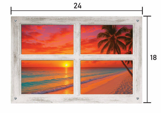 Sea Sunset - Four Panel Window