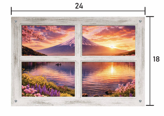 Pink Mont Fuji Firefly- Four Panel Window