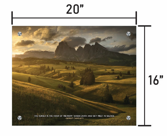 Evening over Sassolungo  w/ Quote