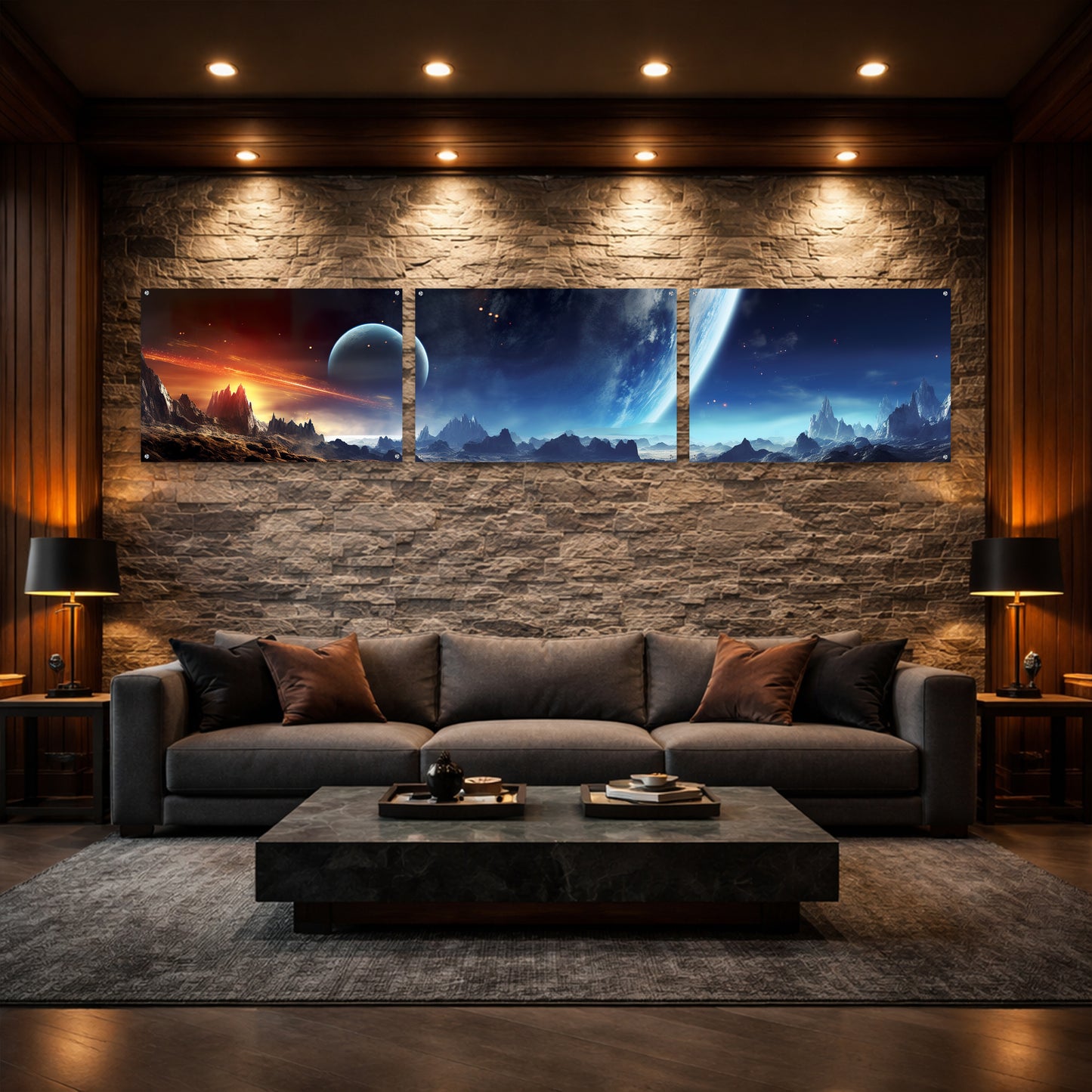 Planet System in Space Tile Horizontal