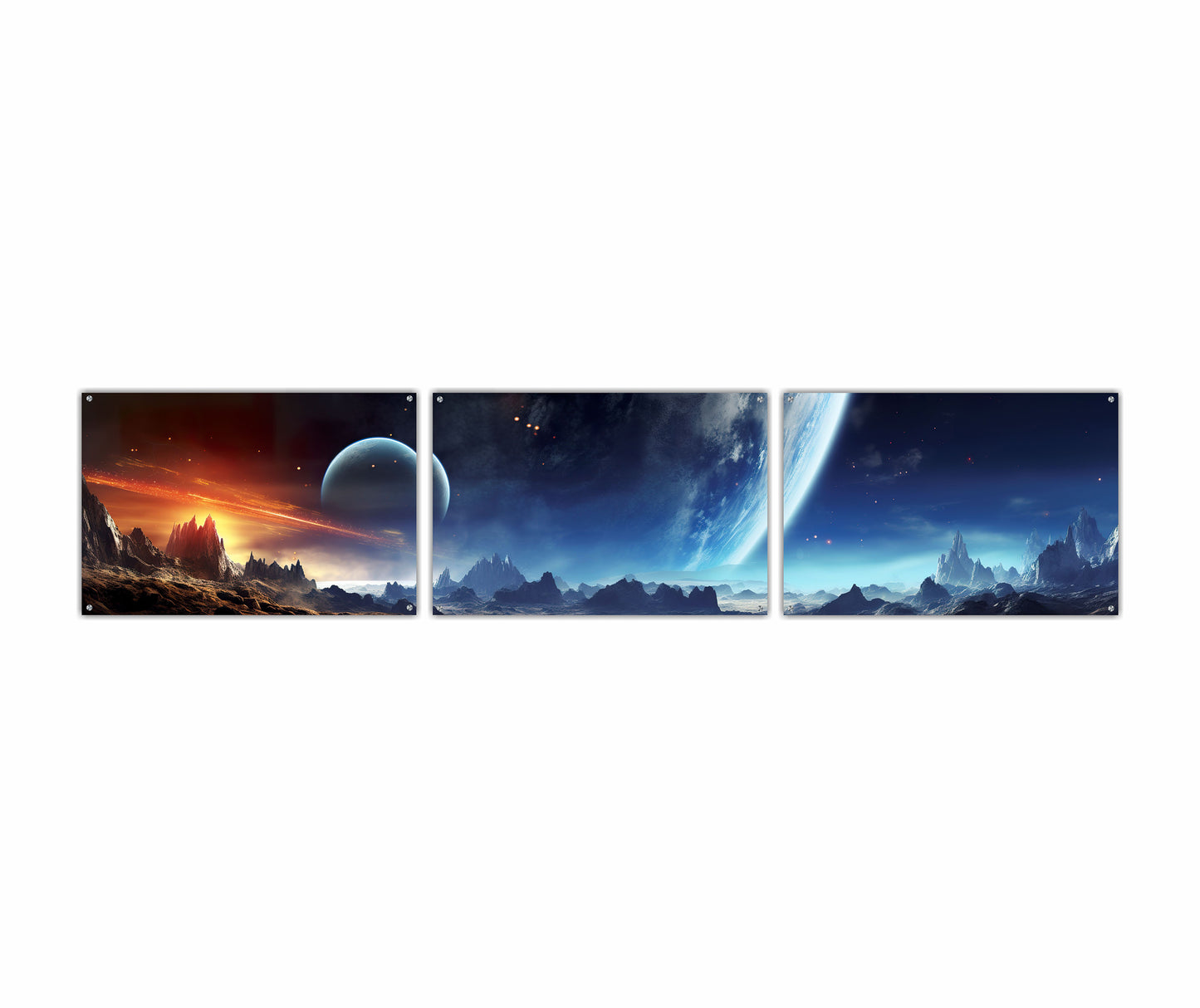 Planet System in Space Tile Horizontal
