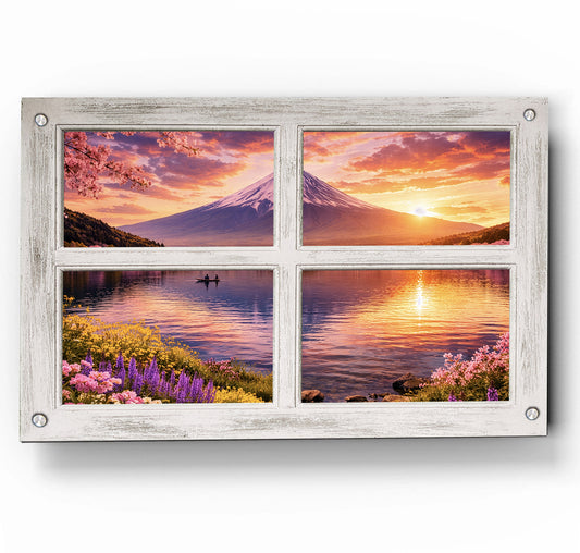 Pink Mont Fuji Firefly- Four Panel Window