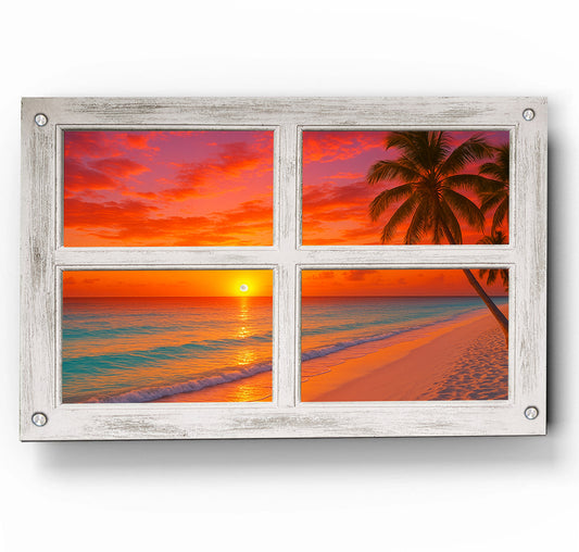 Sea Sunset - Four Panel Window