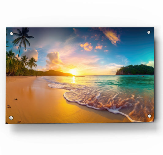 Tropical Sunset with Gentle Waves