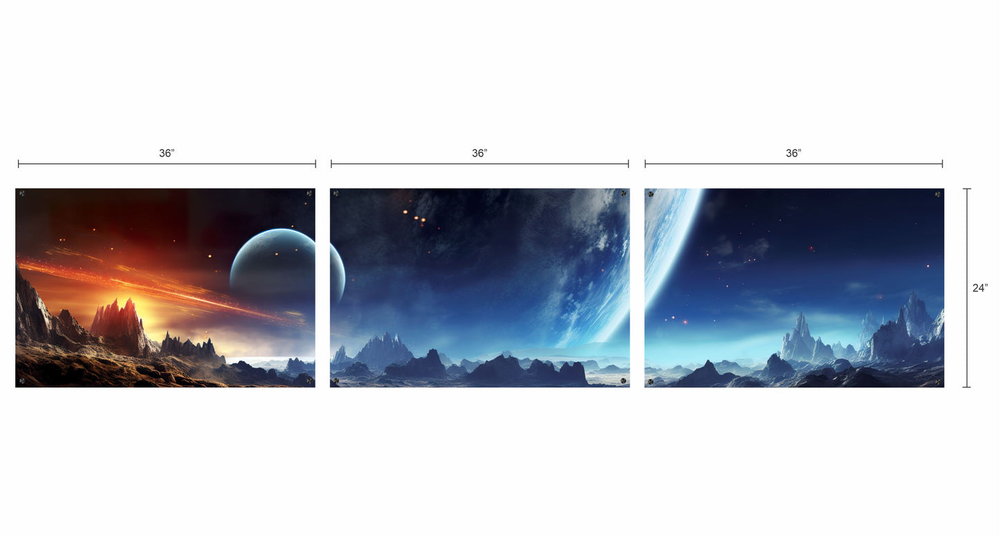 Planet System in Space Tile Horizontal